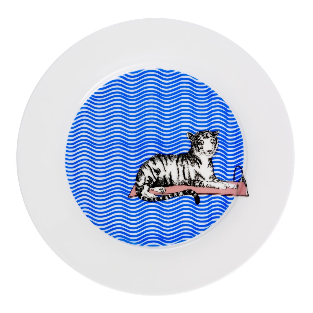 Dinner Plate D25.4cm / 10" Tiger Swims