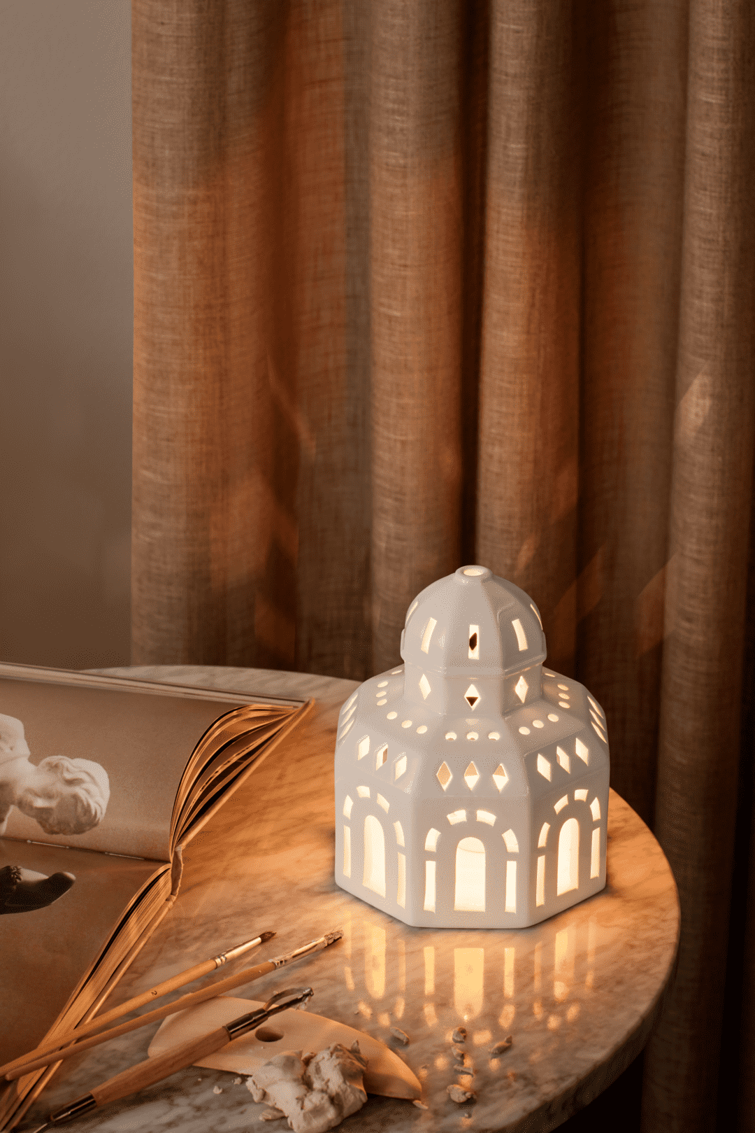 Kähler Design Urbania Votive Candle House Tivoli Lighthouse white H: 5.7"