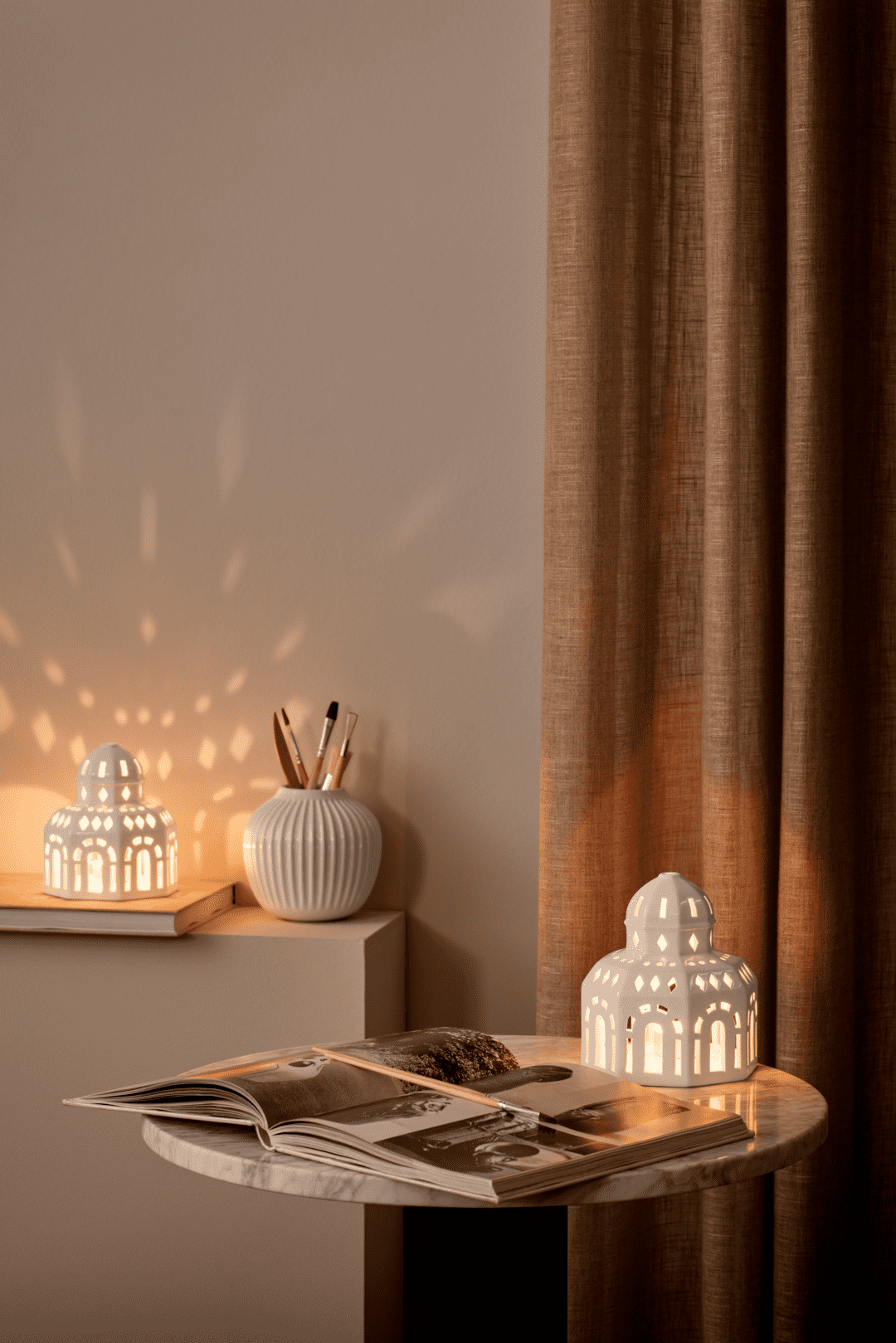 Kähler Design Urbania Votive Candle House Tivoli Lighthouse white H: 5.7"