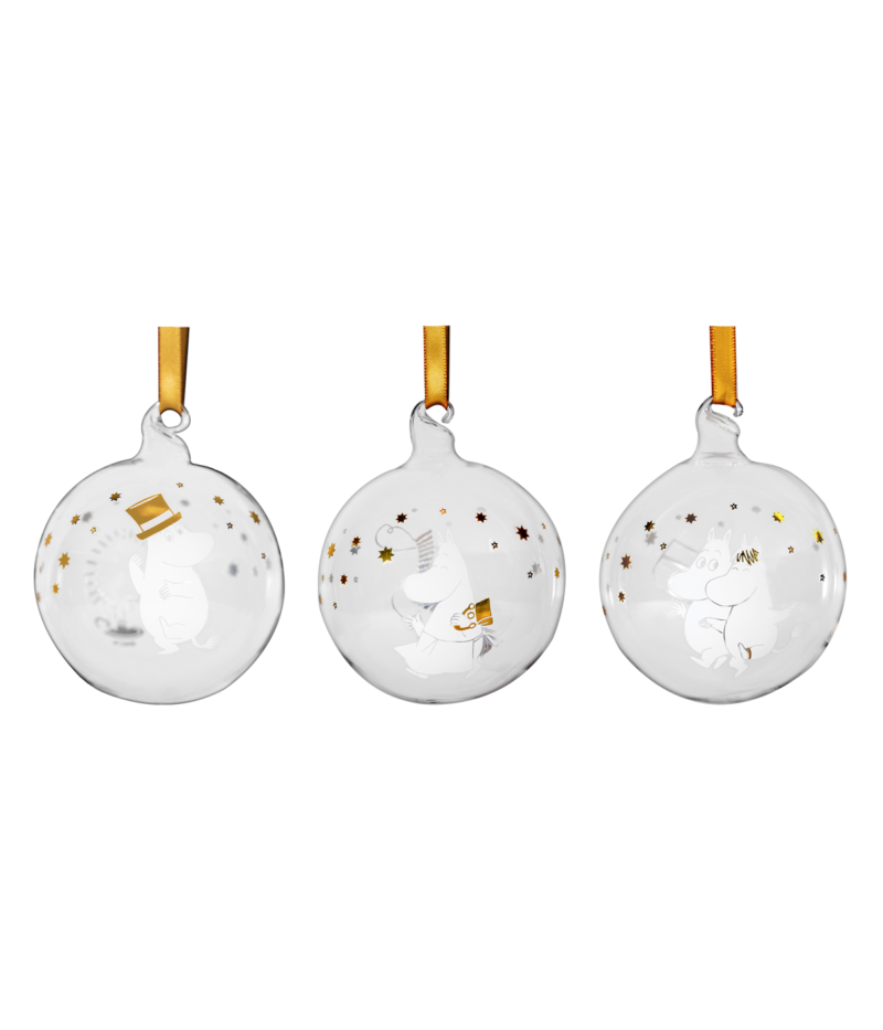 Moomin christmas ball set of 3 -sparkling stars