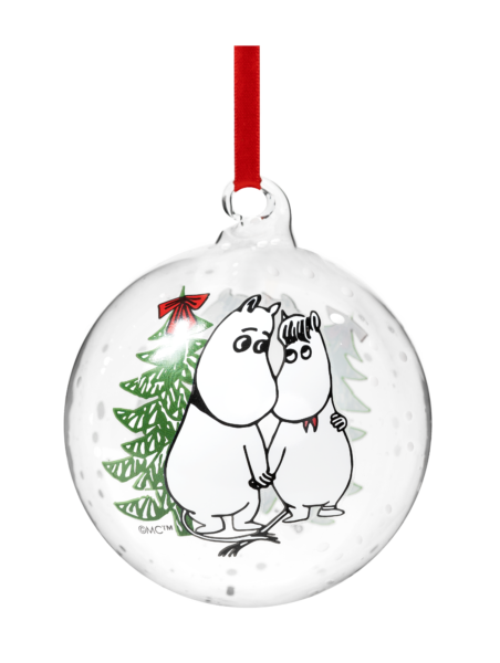Moomin Christmas ball 9cm, Moomin & Snorkmaiden