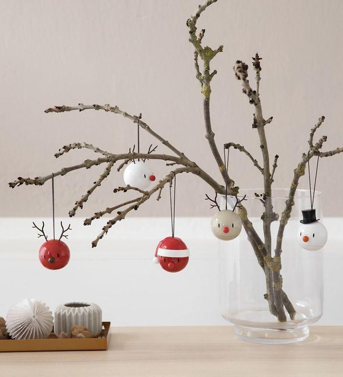 Ornaments Christmas  ( 2 pk ) White Reindeer