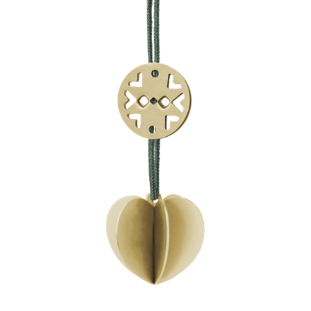 Christmas Nordic heart ornament, mini - brass