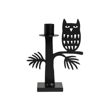 Owl Candle Holder Black