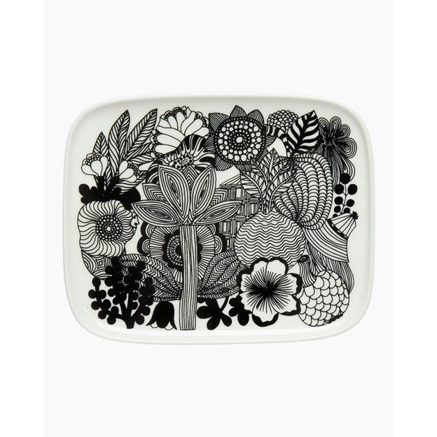 Oiva / Siirtolapuutarha plate 15x12cm White / black