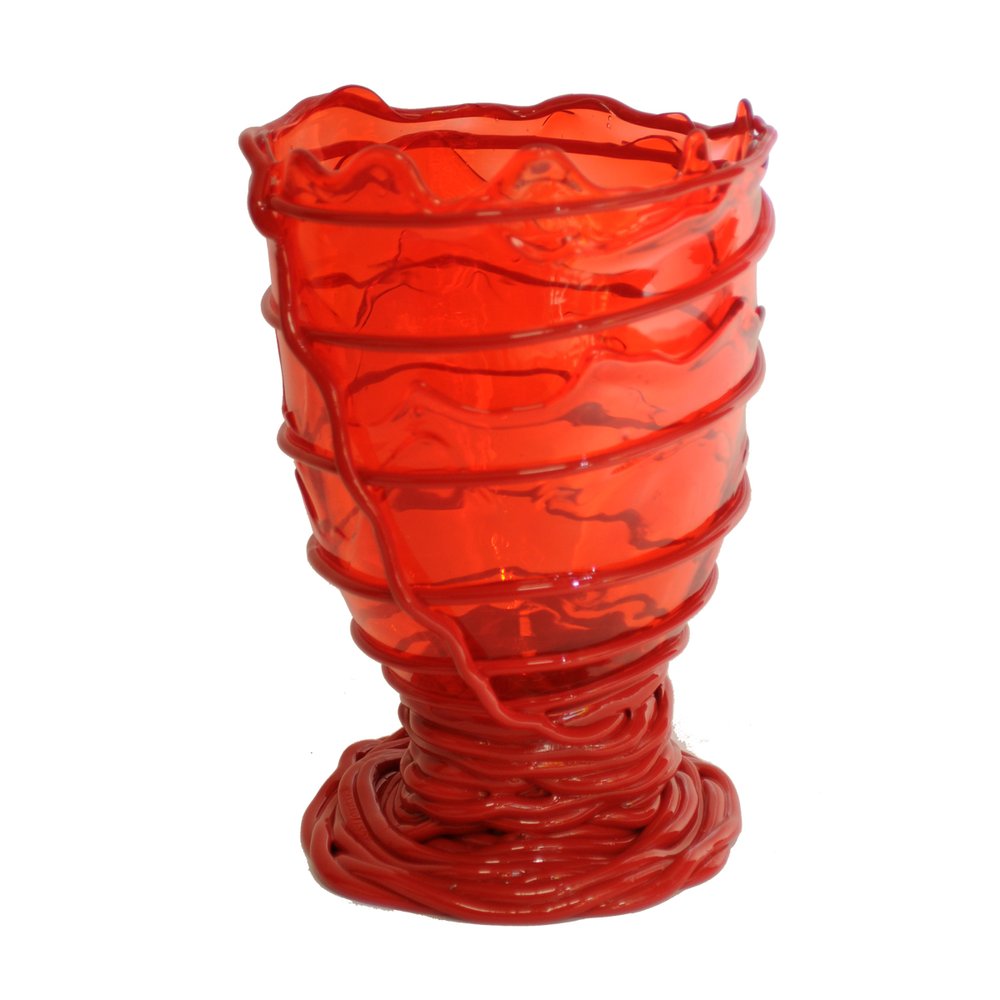Gaetano Pesce fish vase Large POMPITU II VASE L clear red,red
