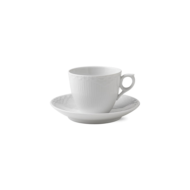 WHITE FLUTED HALF LACE COFFEE CUP & SAUCER 5 OZ / 17 cl
