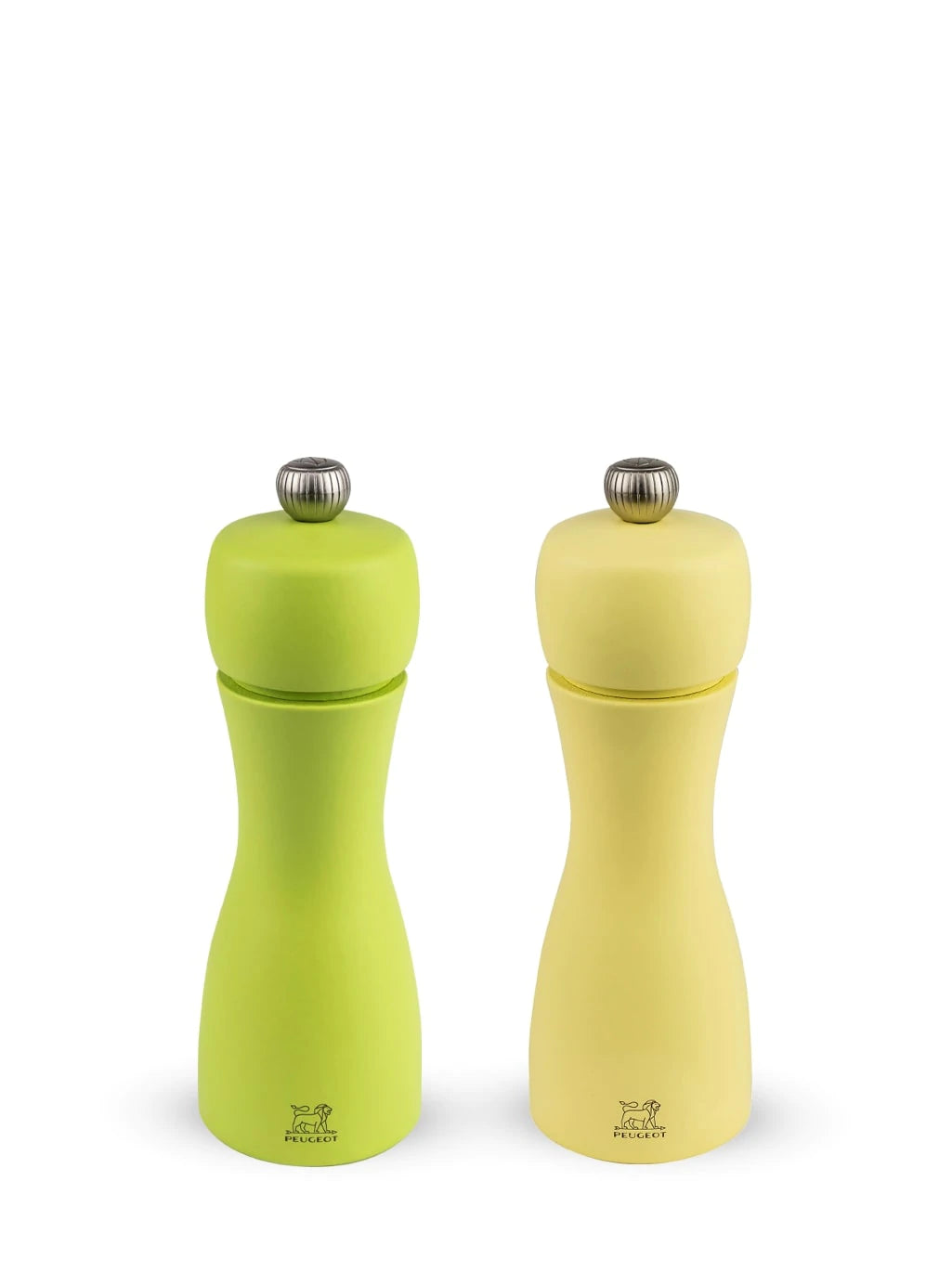 Tahiti Manual salt and pepper mill duo, beech wood,  Lime and lemon, 15 cm