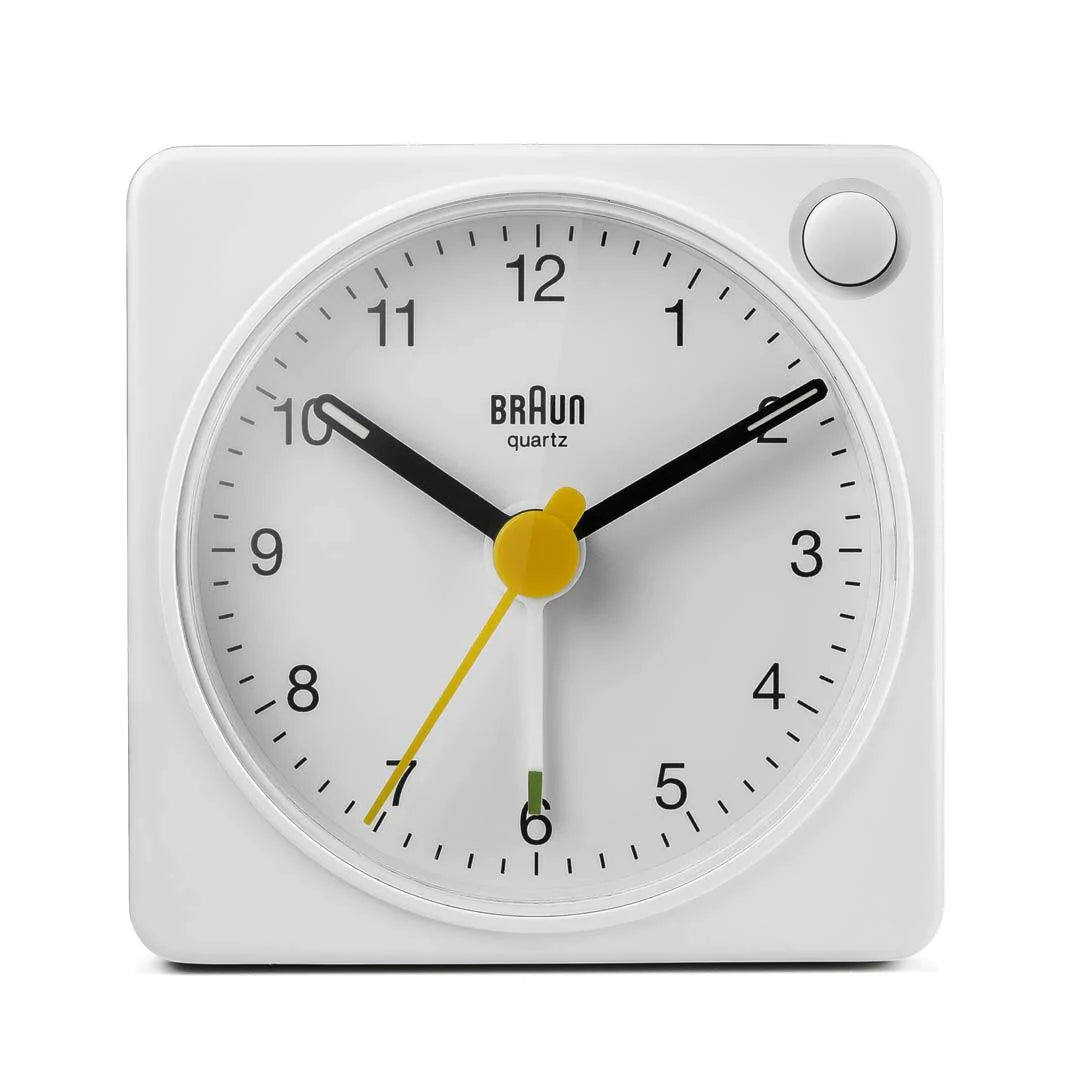 BC02XW Braun Classic Analogue Travel Alarm Clock - White