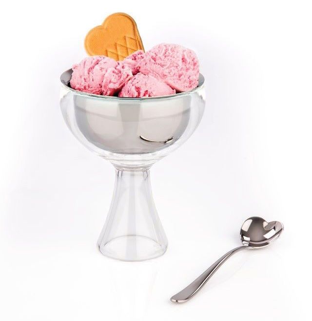 AMMI01S F Big love  one ice cream bowl and spoon Fuscia