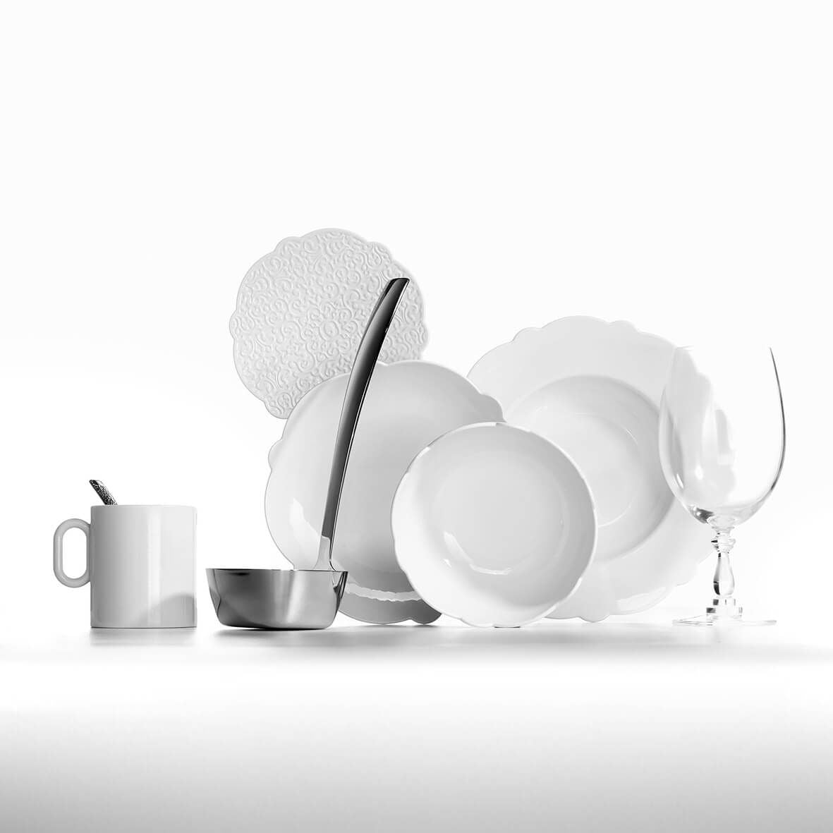 MW01/54 Dressed by Marcel Wanders Dessert bowl in white porcelain