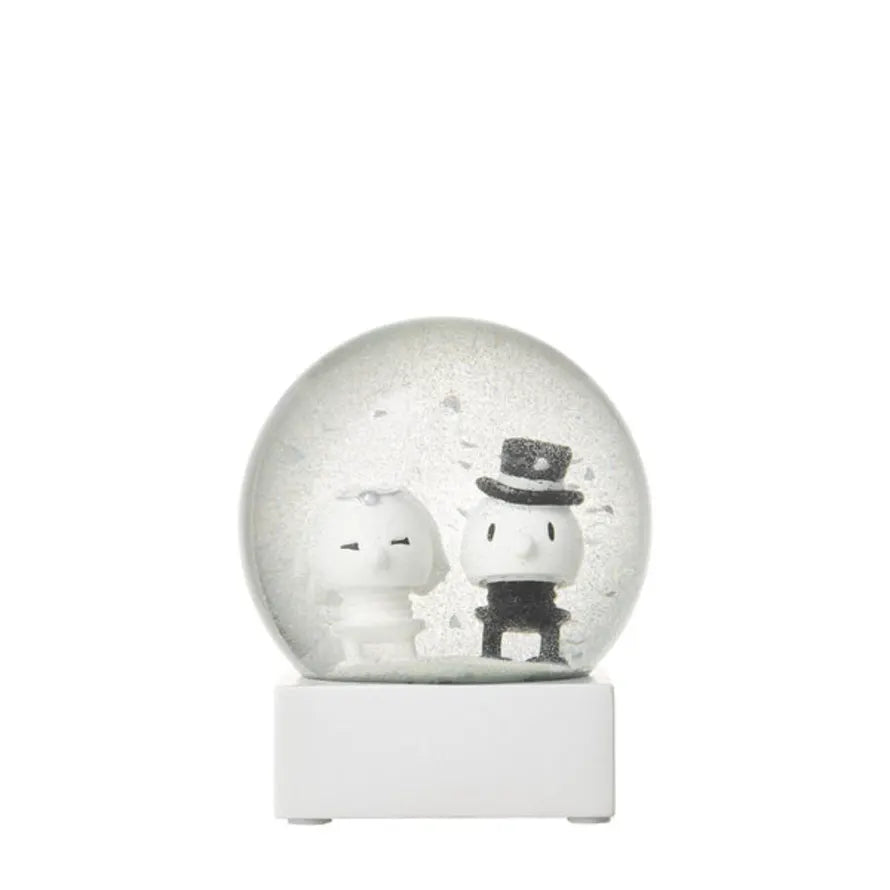 Snow Globe Hoptimist Wedding Couple Glitter Globe White