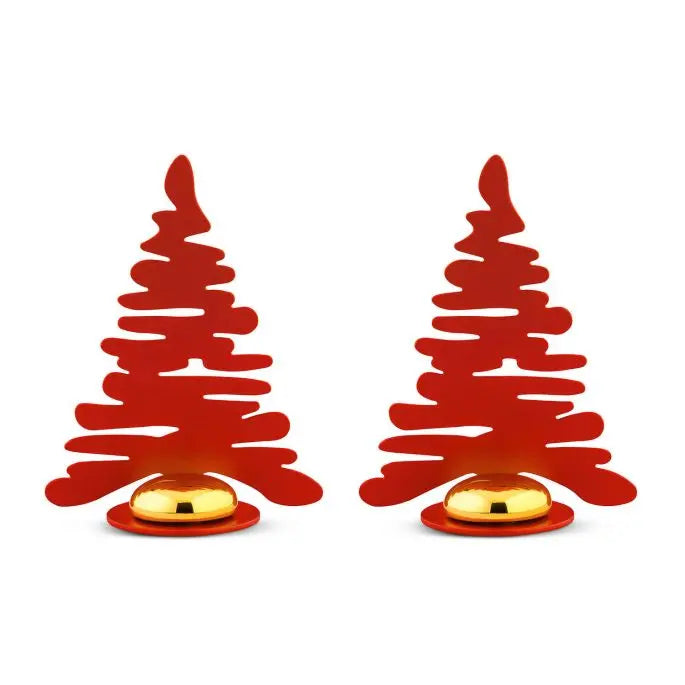 BM16S2 R CHRISTMAS DECORATION  Barkplace Tree (set of 2 ) Red