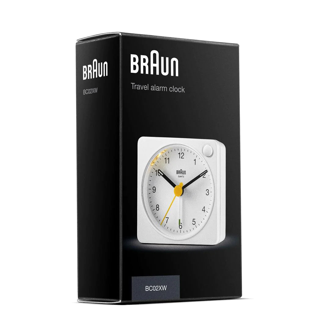 BC02XW Braun Classic Analogue Travel Alarm Clock - White
