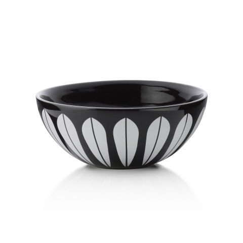Lotus I Bowl -12cm Black ceramic bowl with white lotus pattern
