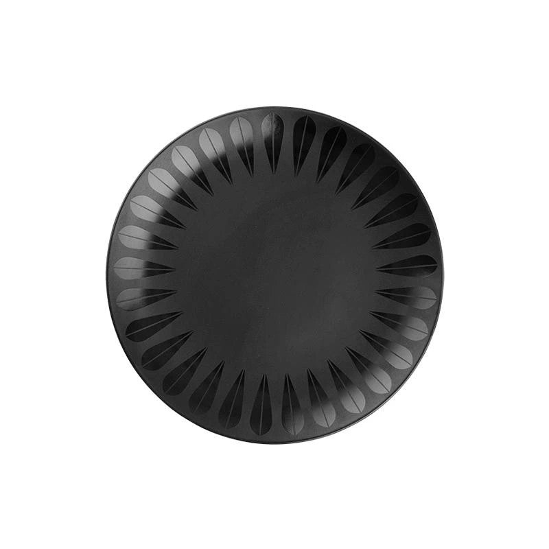 Lotus I Plate Dinner 28cm / 11" Trends Black porcelain with black pattern