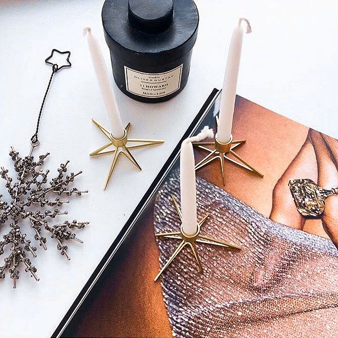 Tangle star candleholder, 2 pcs - brass