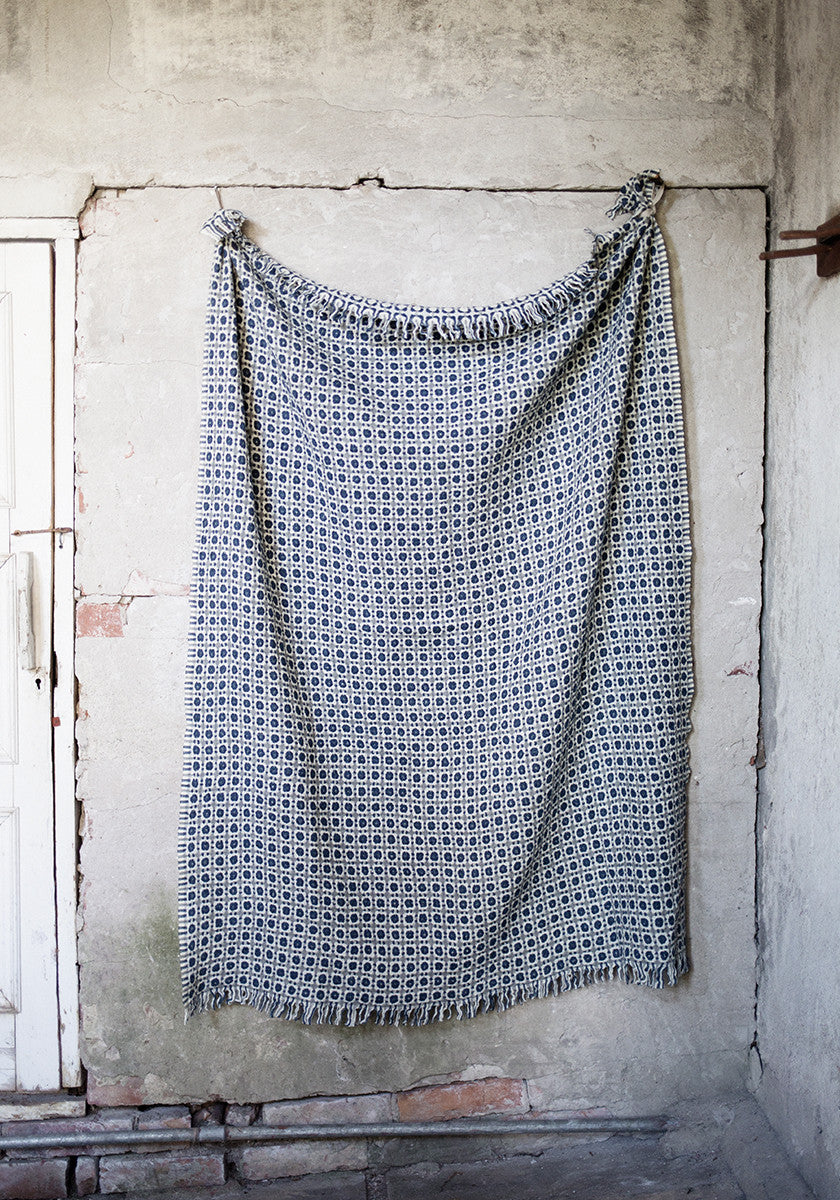 Corona wool blanket (grey-rainy blue, 130 x 170 cm)