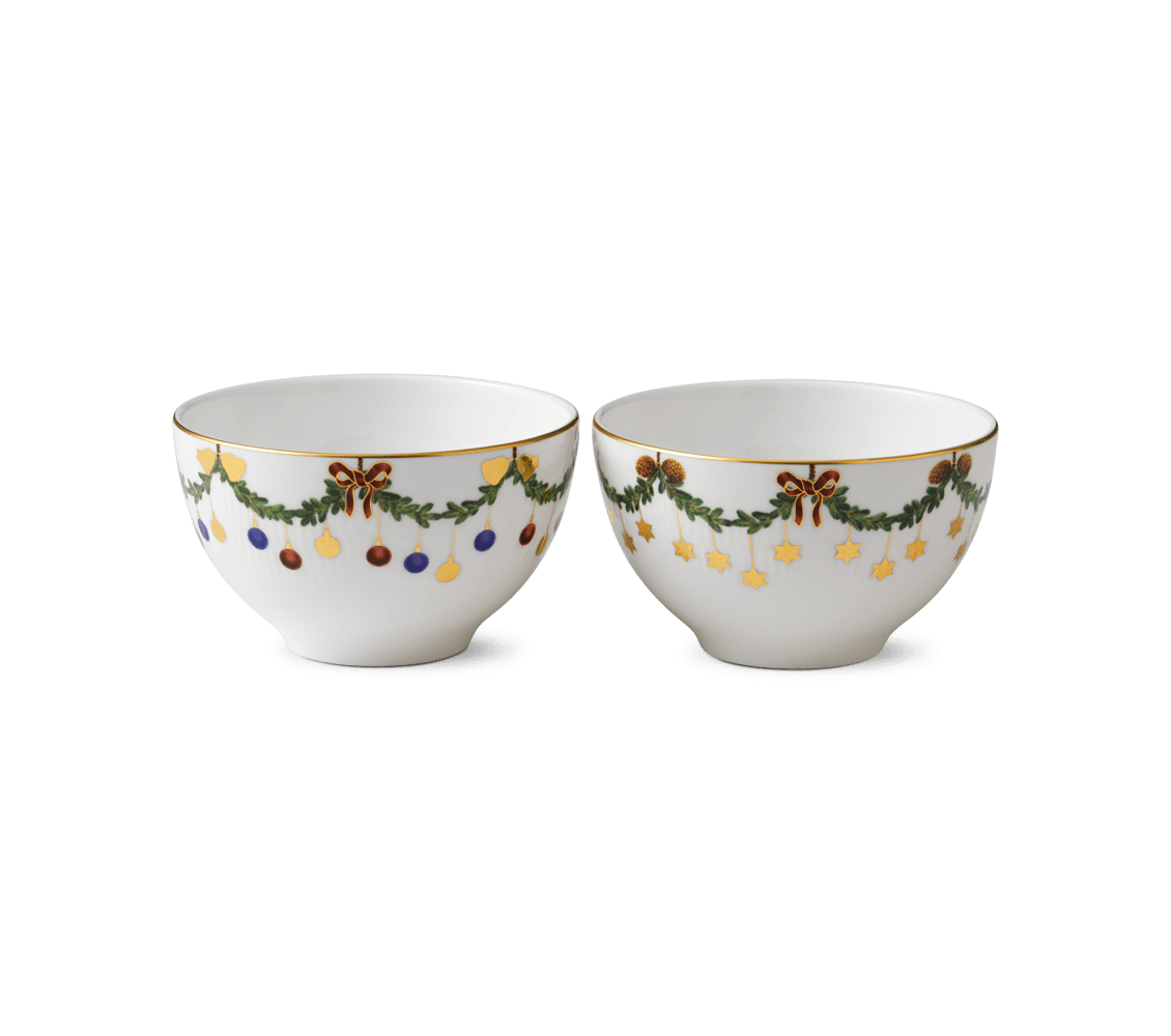 Star Fluted Christmas Chocolate Bowl  set of two 10 oz / 30 cl