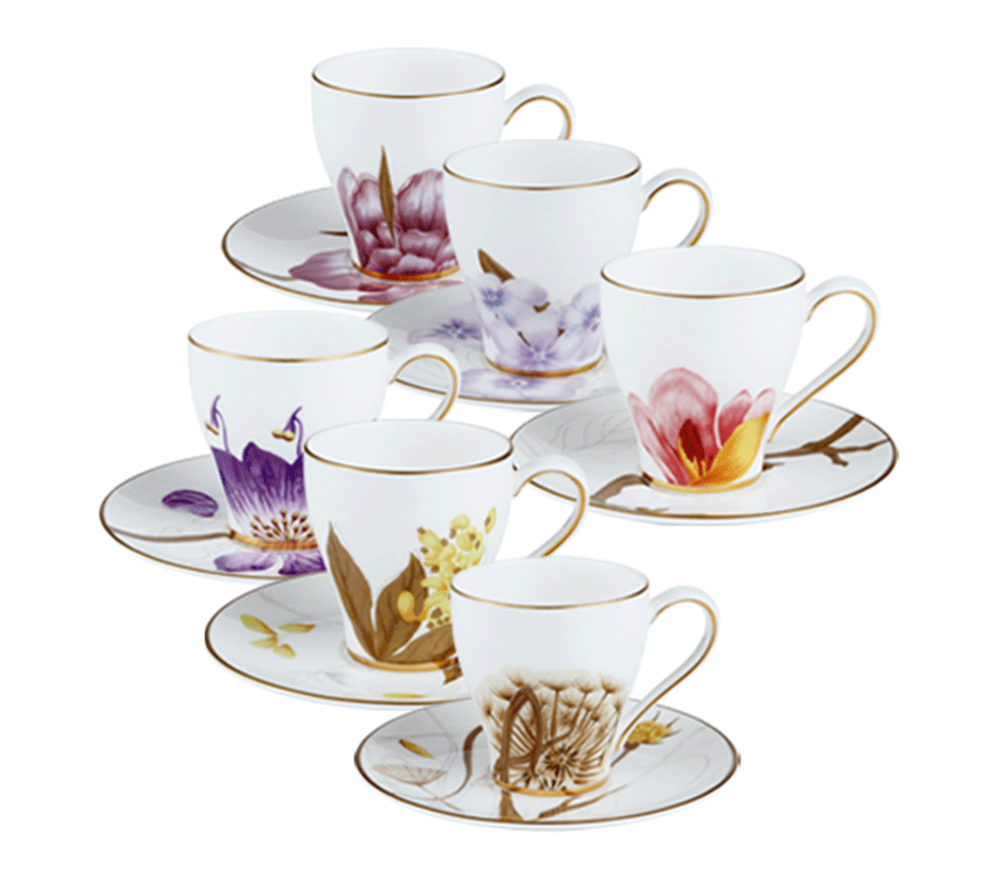 Flora Mocha cups / espresso cups and saucers 10 cl