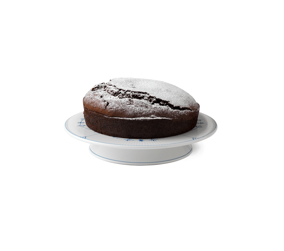 BLUE FLUTED PLAIN FOOTED CAKE PLATE 12.5" / 32 cm