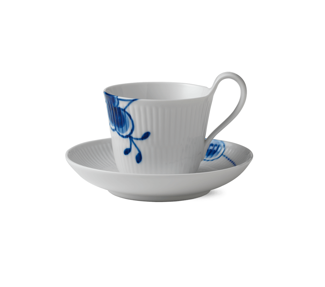 Blue Fluted Mega High Handle cup & saucer #2 8.5oz / 25 cl