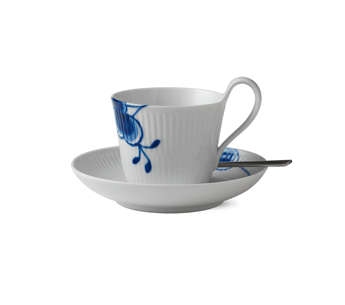 Blue Fluted Mega High Handle cup & saucer #2 8.5oz / 25 cl