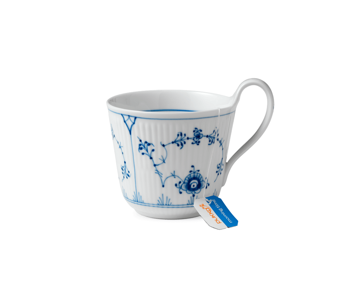 Blue Fluted Plain High handled mug 11 oz / 33 cl