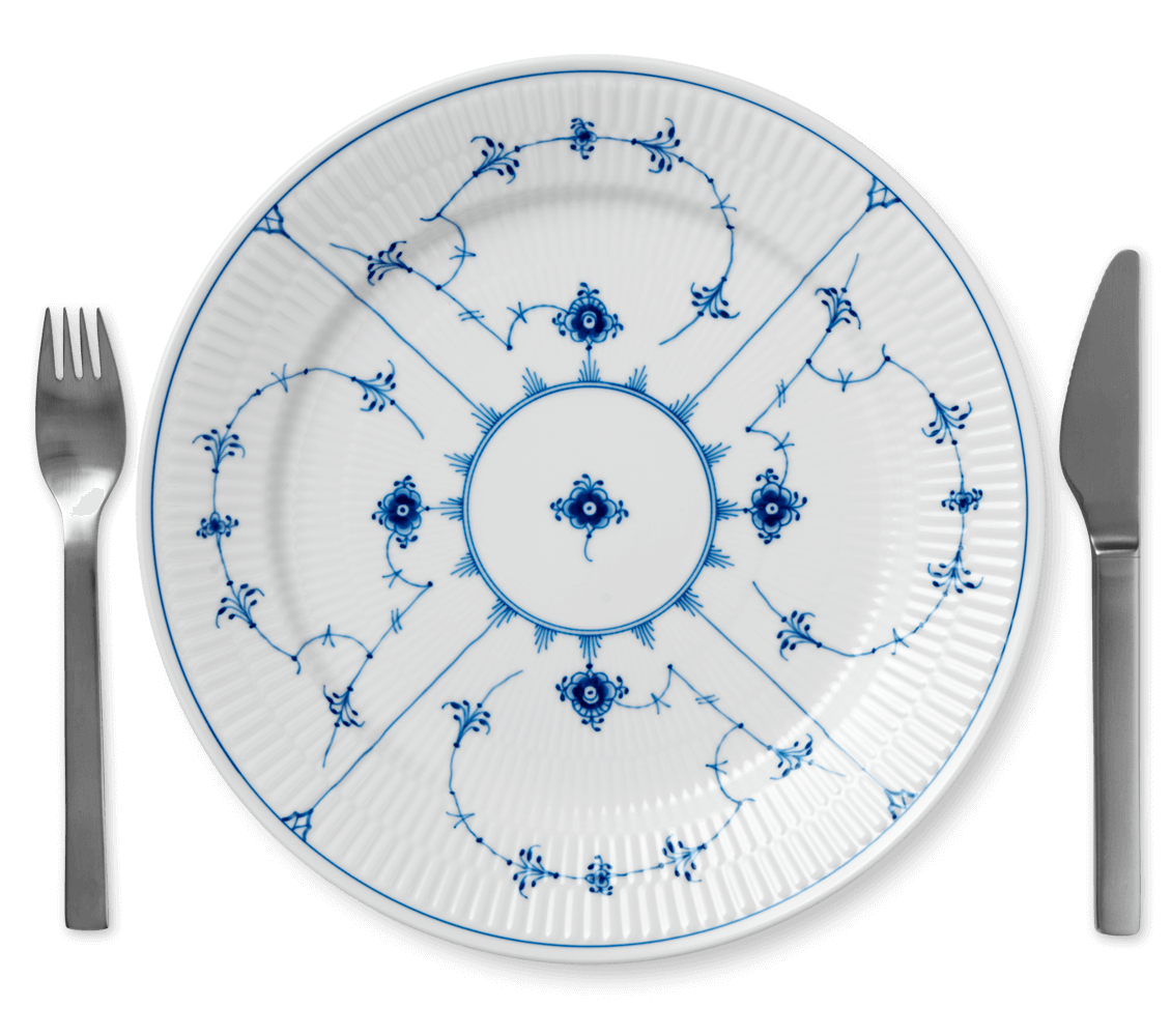 Blue Fluted Plain Dinner plate 10.75" / 27 cm