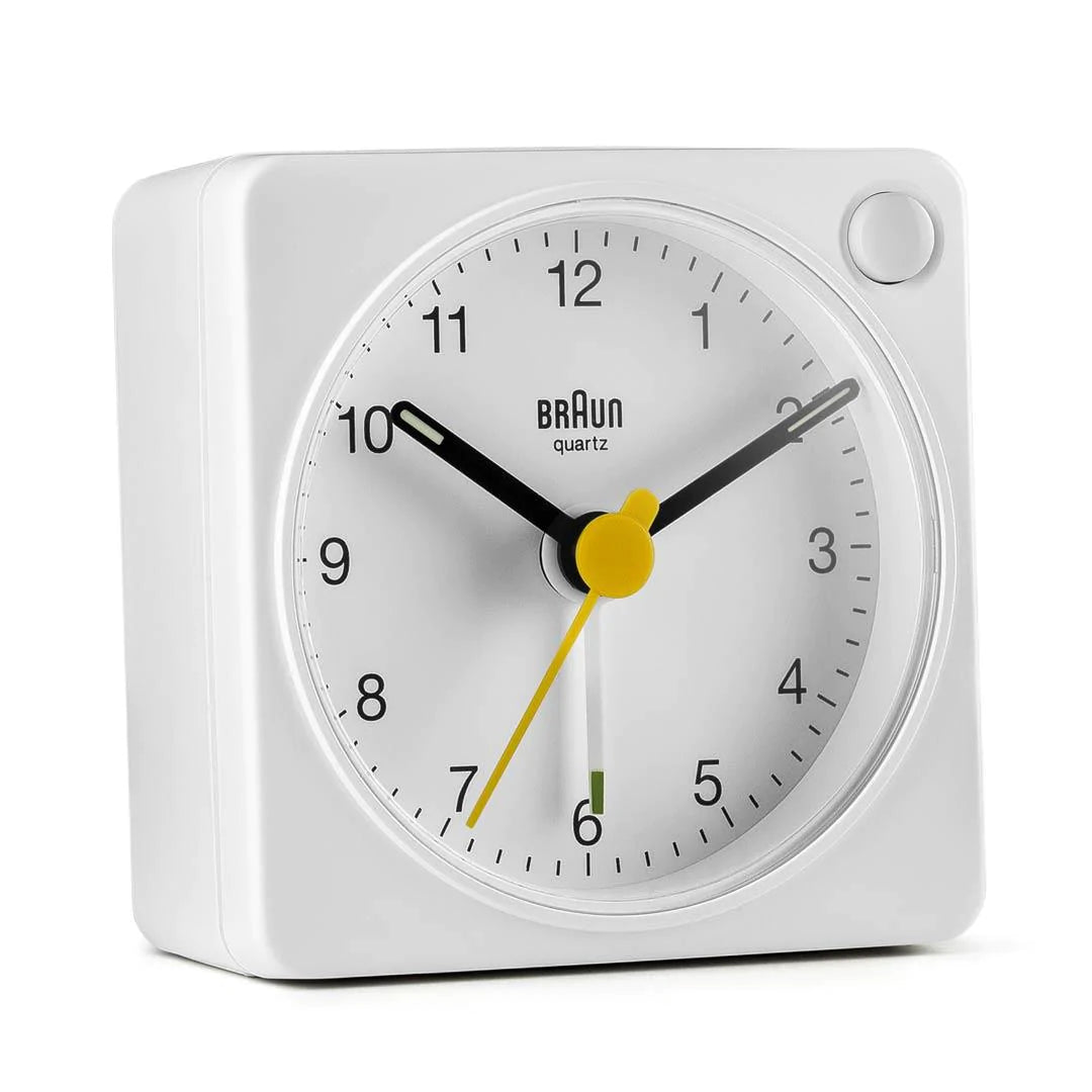 BC02XW Braun Classic Analogue Travel Alarm Clock - White