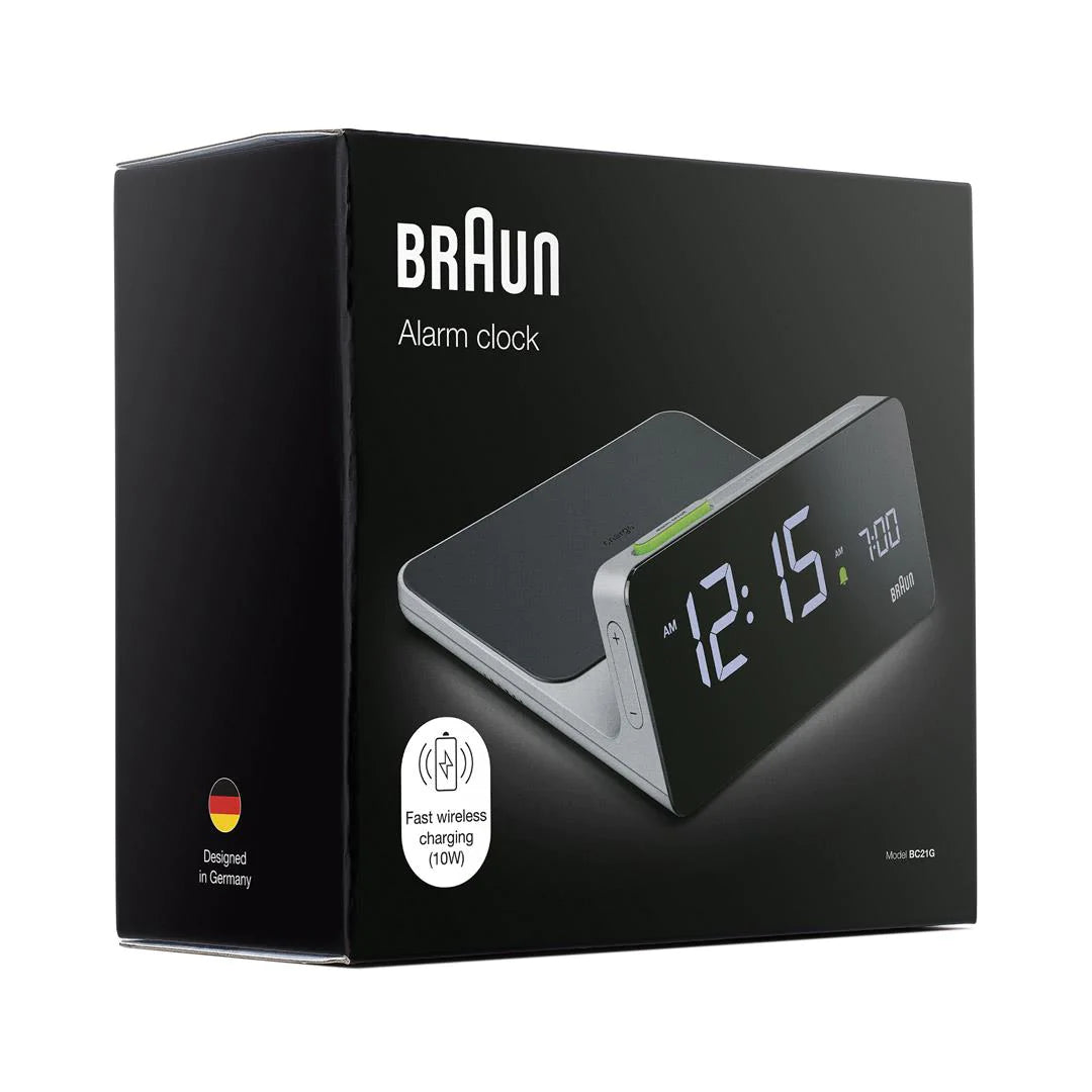 BC21G Braun Digital Wireless Charging Alarm Clock - Grey