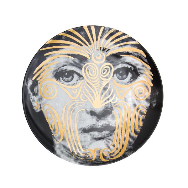Gold Fornasetti plate Theme & Variations series no g009