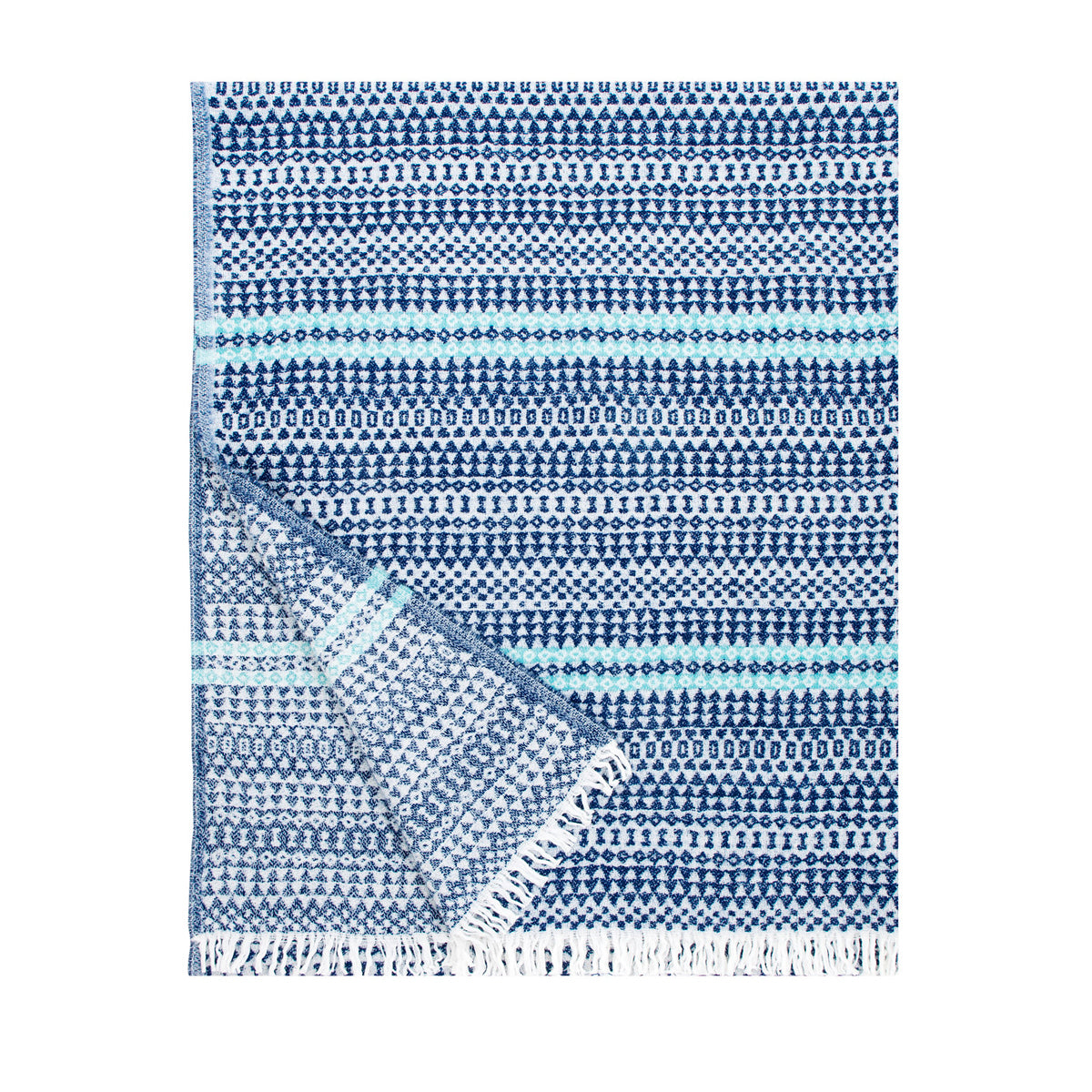 AINO wool blanket (blueberry-turquoise, 130 x 170 cm + fringes)