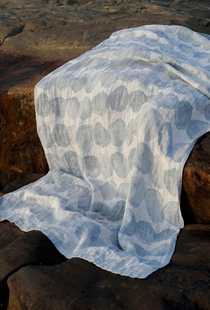 SADE towel 48x70cm 5/white-rainy blue