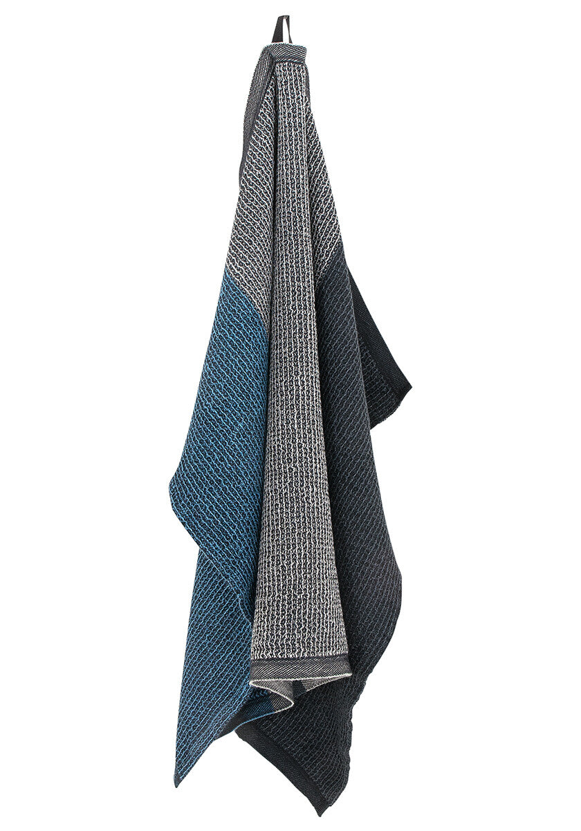 TERVA towel 65x130 cm black-multi- rainy blue*