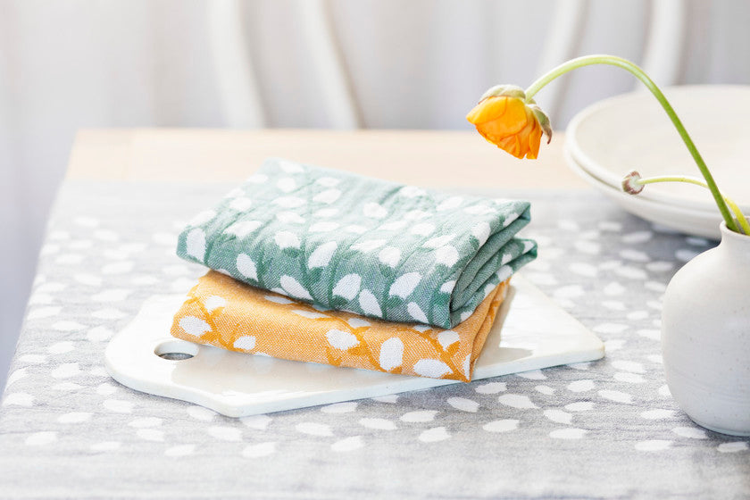 VARPU towel 48x48cm 4/white-aspen green washed linen-cotton *