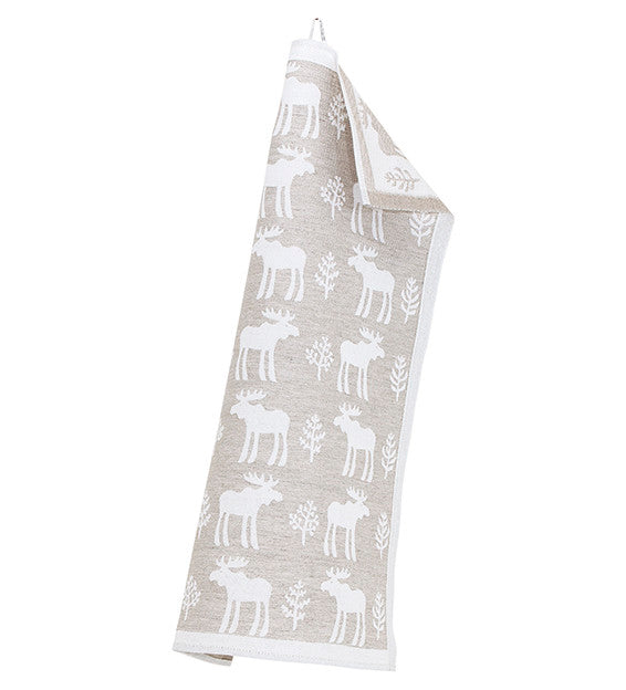 HIRVI towel (linen-black, 48 x 70 cm)