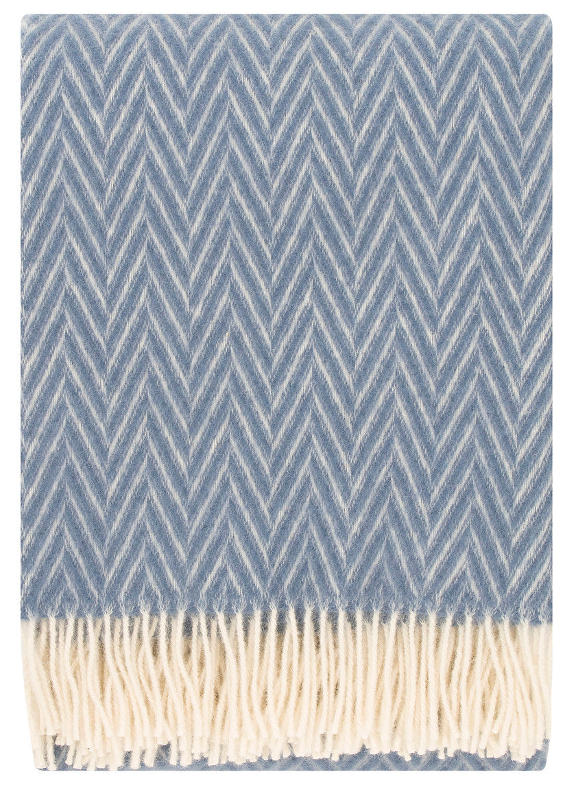 IIDA wool blanket (blue-white, 130 x 200 cm + fringes) *