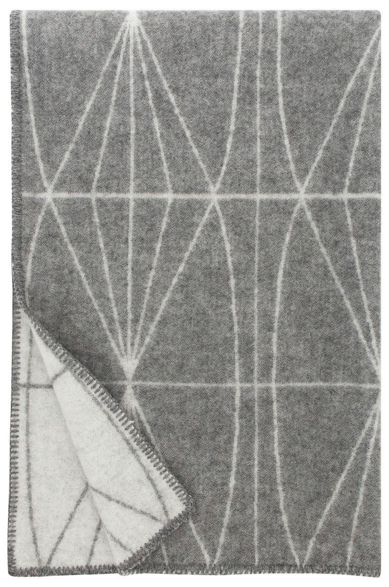 Kehrä wool blanket (grey-white, 130 x 180 cm)