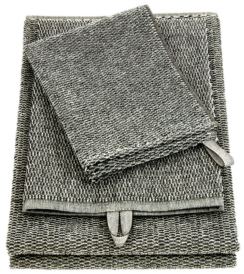 MERI towel 75x150cm  9/white-black linen terry