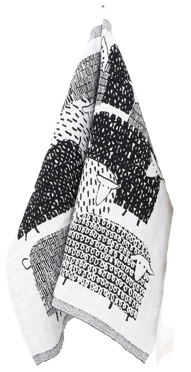 PÄKÄPÄÄT towel (white-black, 48 x 70 cm) sheep