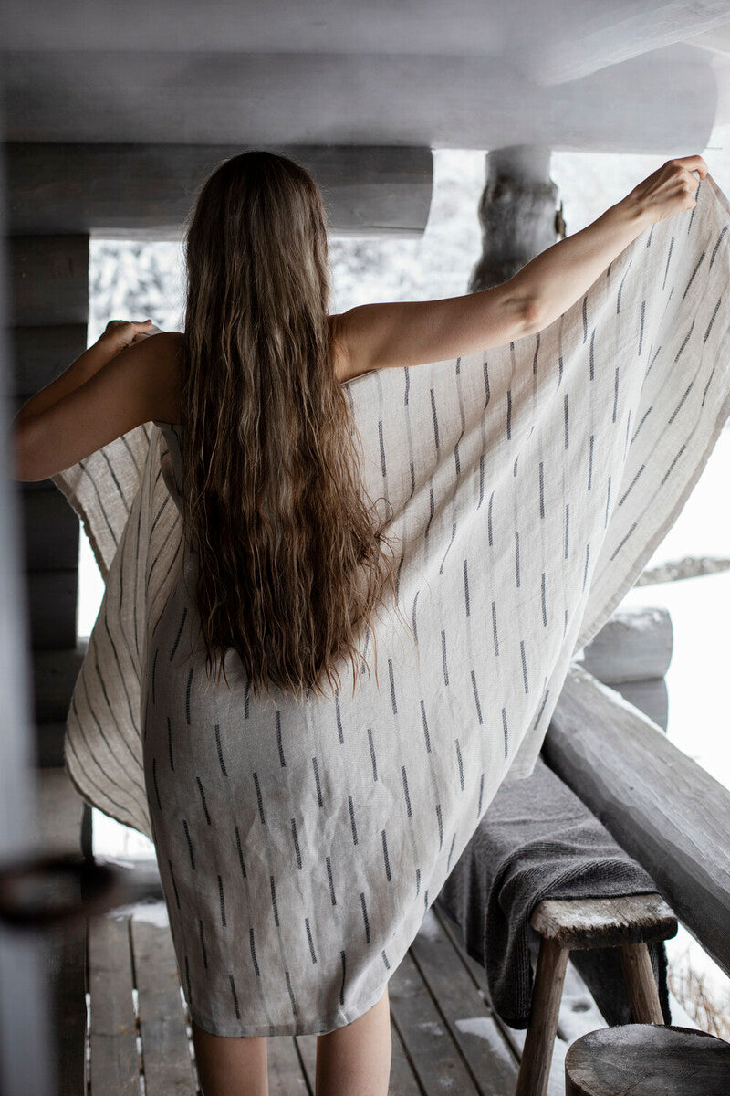 PAUSSI towel 95x180cm 99/white- grey