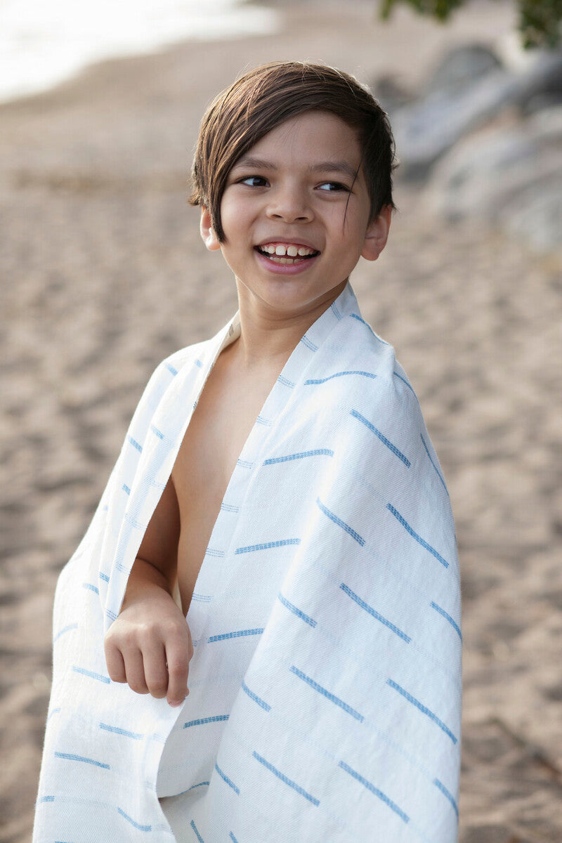 PAUSSI towel 95x180cm 95/white-rainy blue