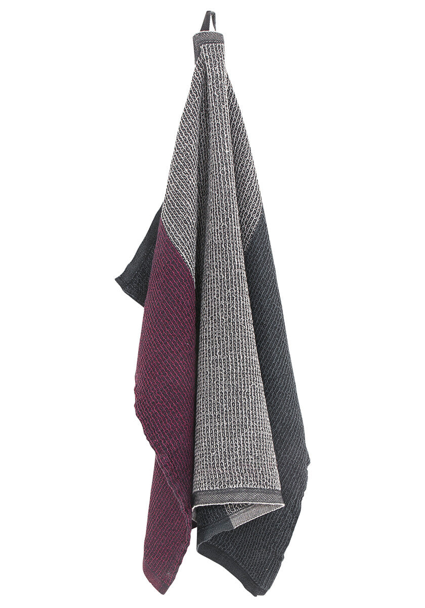 TERVA towel 65x130 cm black-multi-bordeaux *