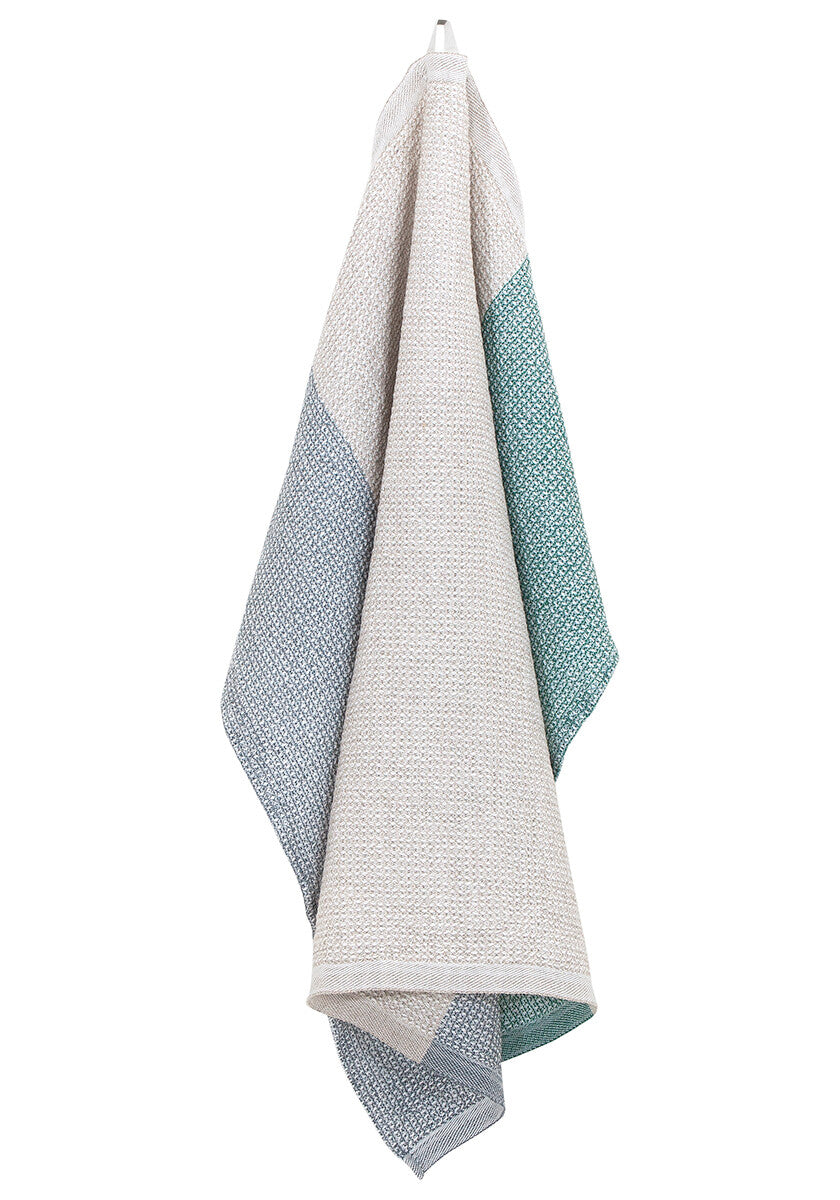 TERVA towel 65x130 cm white-multi-linen-aspen green *