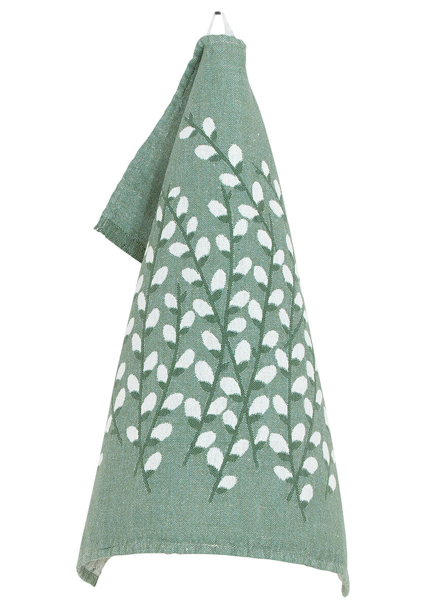 VARPU towel 48x48cm 4/white-aspen green washed linen-cotton *
