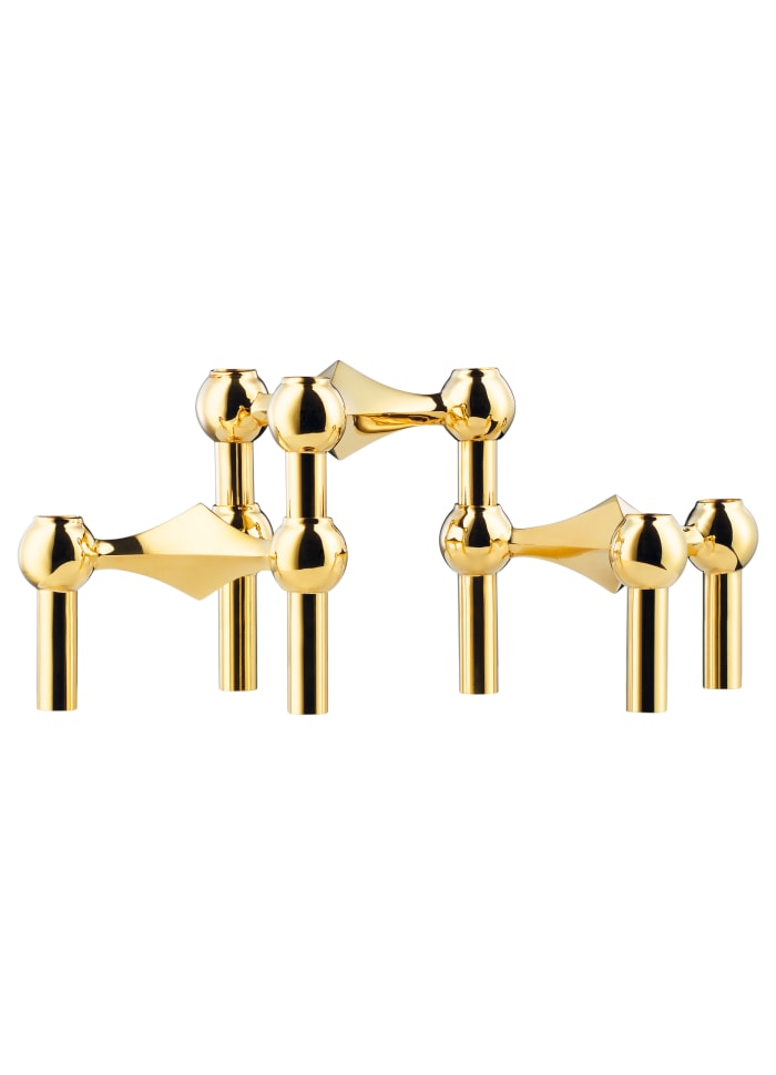 STOFF Nagel candle holder set w/3 pcs, brass