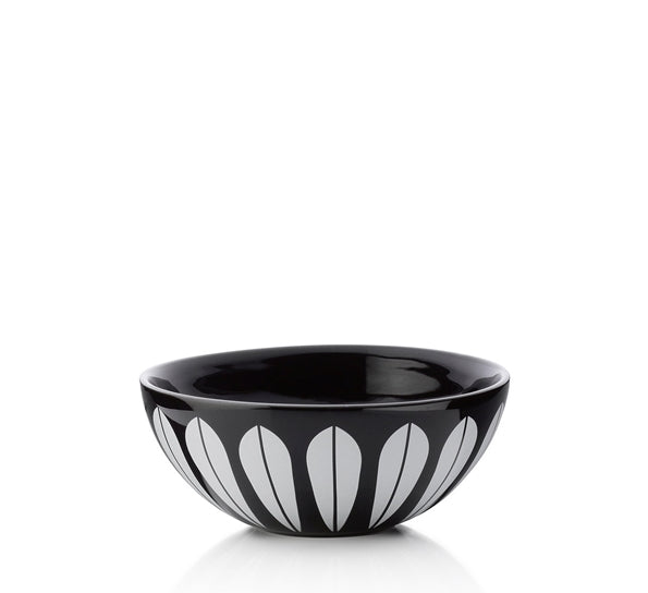 Lotus I Bowl -12cm Black ceramic bowl with white lotus pattern