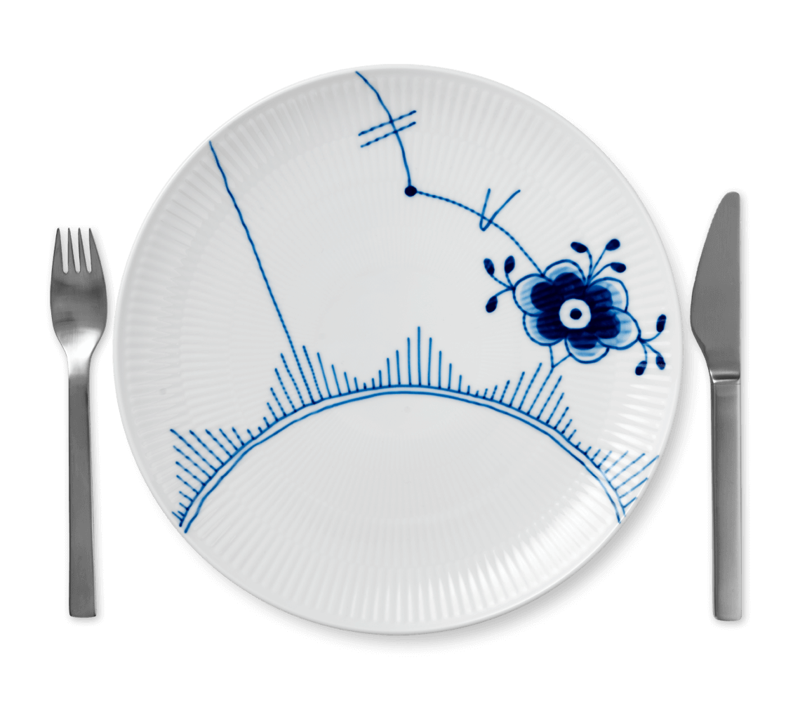 Blue Fluted Mega Dinner plate Coupe 10.75"  / 27 cm