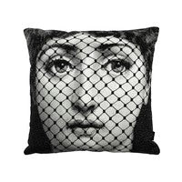 Fornasetti Pillow 16" x 16" Netting / mask / Cushion Burlesque cushion